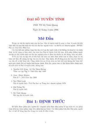 Giáo trình Đại số tuyến tính - Bài 1: Định thức