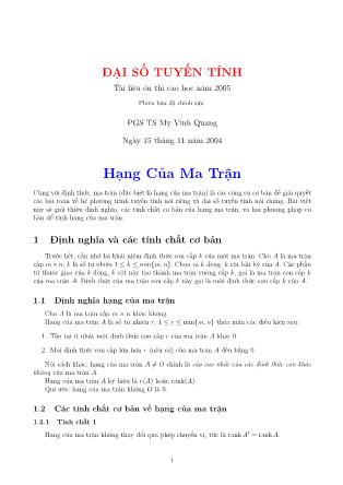 Giáo trình Đại số tuyến tính - Bài 4: Hạng của ma trận