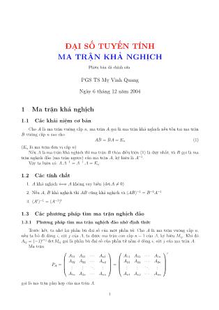 Giáo trình Đại số tuyến tính - Bài 6: Ma trận khả nghịch