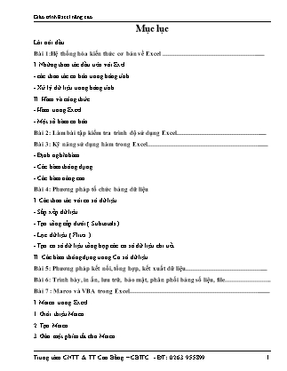 Giáo trình Excel nâng cao