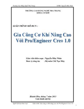 Giáo trình Gia công cơ khí với Pro/Engineer Creo 1.0 (Phần 1)
