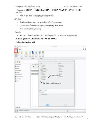 Giáo trình Gia công cơ khí với Pro/Engineer Creo 1.0 (Phần 2)