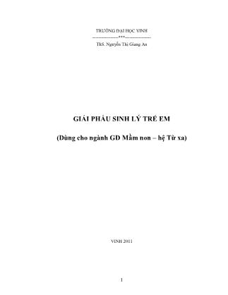 Giáo trình Giải phẩu sinh lý trẻ em (Phần 1)