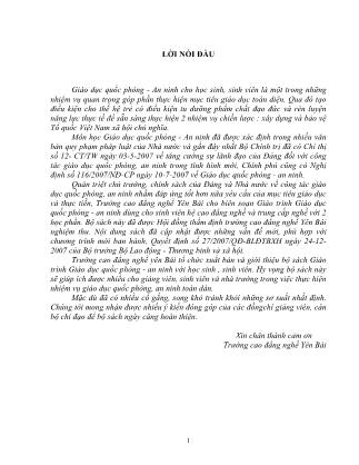 Giáo trình Giáo dục quốc phòng - an ninh (Phần 1)