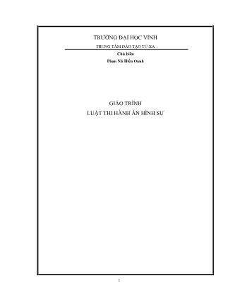 Giáo trình Luật thi hành án hình sự (Phần 1)