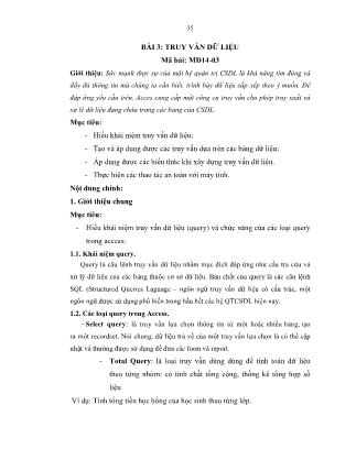 Giáo trình mô đun Hệ quản trị cơ sở dữ liệu Microsoft Access (Phần 2)