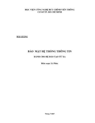 Giáo trình môn An toàn và bảo mật thông tin (Phần 2)