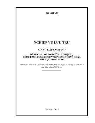 Giáo trình Nghiệp vụ lưu trữ (Bản mới)