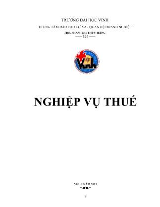 Giáo trình Nghiệp vụ thuế (Phần 1)