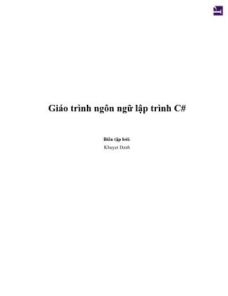 Giáo trình Ngôn ngữ lập trình C# (Bản đẹp)