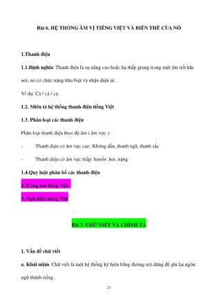 Giáo trình Ngôn ngữ tiếng Việt - Bài 6 đến 11