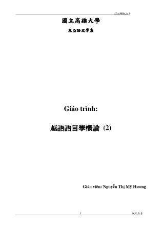 Giáo trình Ngôn ngữ Tiếng Việt - Nguyễn Thị Mỹ Hương (Phần 2)