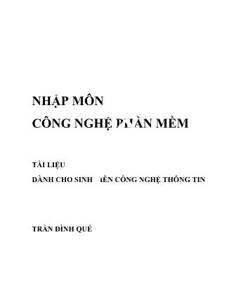 Giáo trình Nhập môn công nghệ phần mềm (Phần 1)