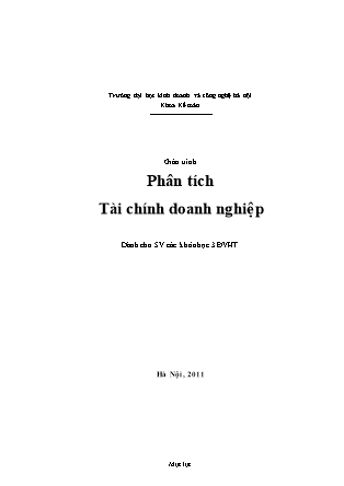 Giáo trình Phân tích tài chính doanh nghiệp