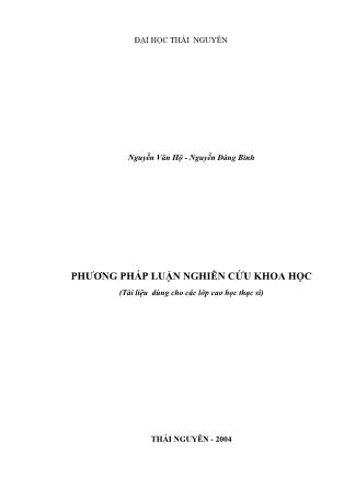 Giáo trình Phương pháp luận nghiên cứu khoa học - Nguyễn Văn Hộ