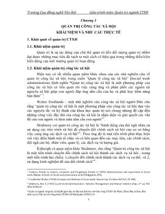 Giáo trình Quản trị ngành Công tác xã hội (Phần 1)