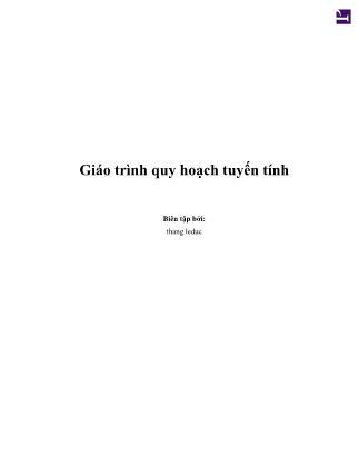 Giáo trình Quy hoạch tuyến tính (Phần 1)