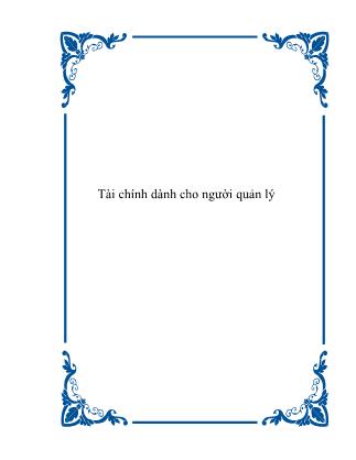 Giáo trình Tài chính dành cho người quản lý