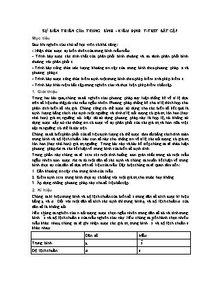Giáo trình Thống kê cơ bản - Chương 10: Sự biến thiên của trung bình - Kiểm định T-test bắt cặp