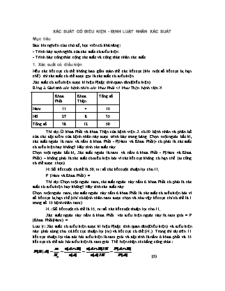 Giáo trình Thống kê cơ bản - Chương 3: Xác suất có điều kiện - Định luật nhân xác suất