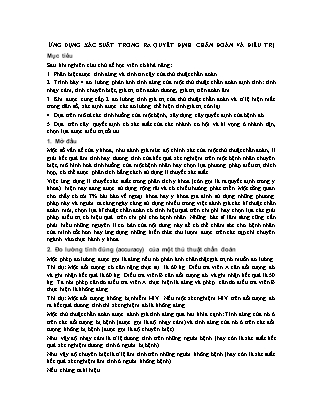 Giáo trình Thống kê cơ bản - Chương 4: Ứng dụng xác suất trong ra quyết định chẩn đoán và điều trị