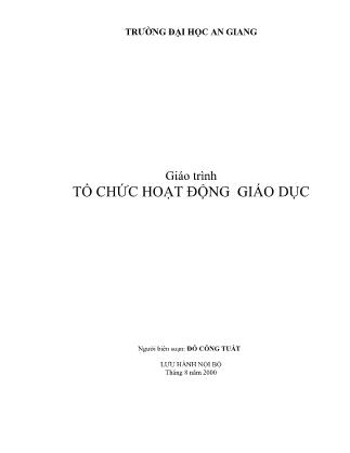Giáo trình Tổ chức hoạt động giáo dục (Phần 1)