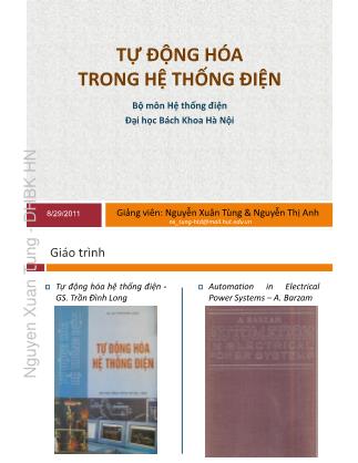 Giáo trình Tự động hóa trong hệ thống điện - Chương 1+2+3 - Nguyễn Xuân Tùng