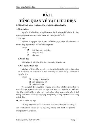 Giáo trình Vật liệu điện - Lưu Hồng Quân