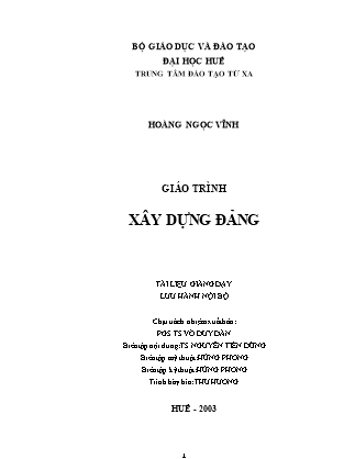 Giáo trình Xây dựng Đảng