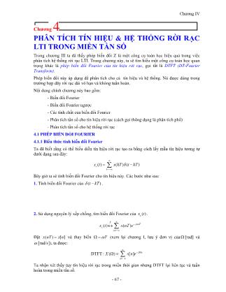 Giáo trình Xử lý tín hiệu số - Chương 4: Phân tích tín hiệu và hệ thống rời rạc LTI trong miền tần số