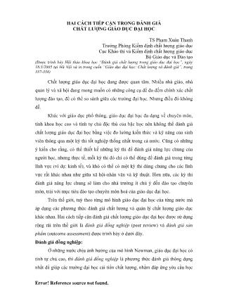 Hai cách tiếp cận trong đánh giá chất lượng giáo dục đại học