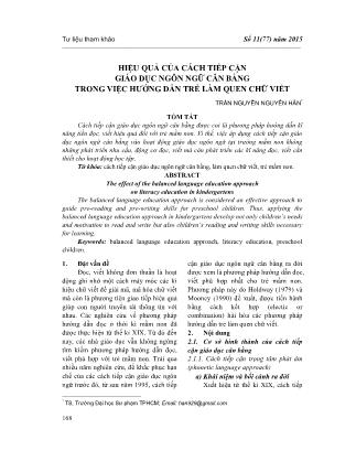 Hiệu quả của cách tiếp cận giáo dục ngôn ngữ cân bằng trong việc hướng dẫn trẻ làm quen chữ viết