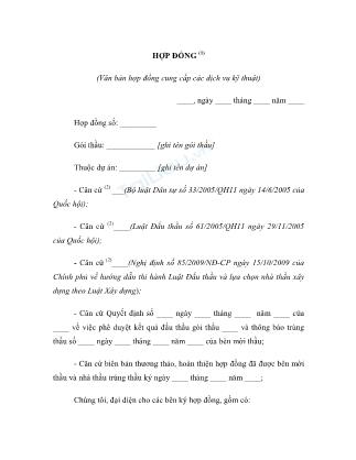 Hợp đồng (Văn bản hợp đồng cung cấp các dịch vụ kỹ thuật)