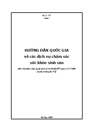 Hướng dẫn quốc gia về các dịch vụ chăm sóc sức khỏe sinh sản