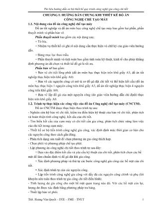 Hướng dẫn sơ bộ thiết kế quy trình công nghệ gia công chi tiết