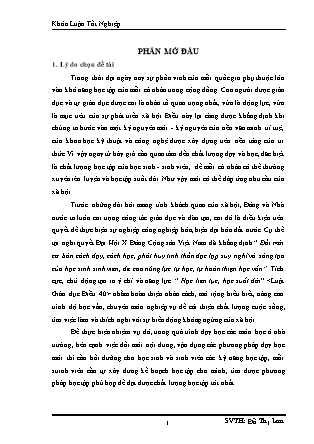 Khóa luận Biện pháp nâng cao chất lượng học tập môn Giáo dục học của sinh viên Cao Đẳng Hải Dương