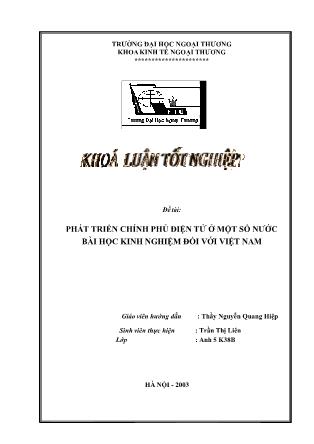 Khóa luận Phát triển chính phủ điện tử ở một số nước bài học kinh nghiệm đối với Việt Nam