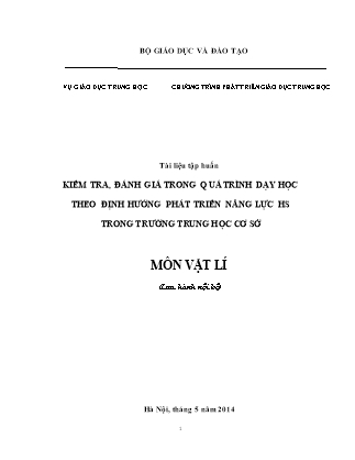 Kiểm tra, đánh giá trong quá trình dạy học theo định hướng phát triển năng lực học sinh trong trường trung học cơ sở môn Vật lí