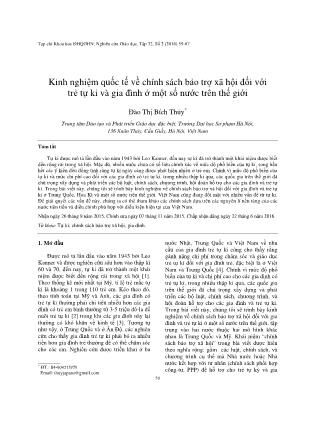 Kinh nghiệm quốc tế về chính sách bảo trợ xã hội đối với trẻ tự kỉ và gia đình ở một số nước trên thế giới