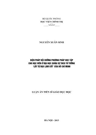 Luận án Biện pháp bồi dưỡng phương pháp học tập cho học viên ở Đại học quân sự theo tư tưởng lấy tự học làm cốt của Hồ Chí Minh