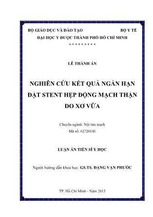 Luận án Nghiên cứu kết quả ngắn hạn đặt stent hẹp động mạch thận do xơ vữa