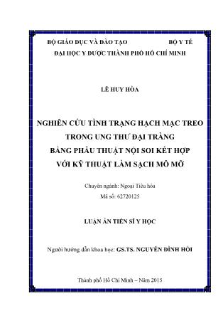 Luận án Nghiên cứu tình trạng hạch mạc treo trong ung thư đại tràng bằng phẫu thuật nội soi kết hợp với kỹ thuật làm sạch mô mỡ