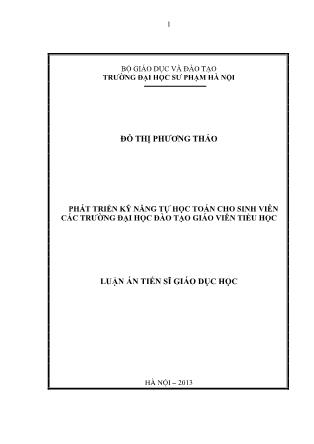 Luận án Phát triển kỹ năng tự học toán cho sinh viên các trường đại học đào tạo giáo viên Tiểu học