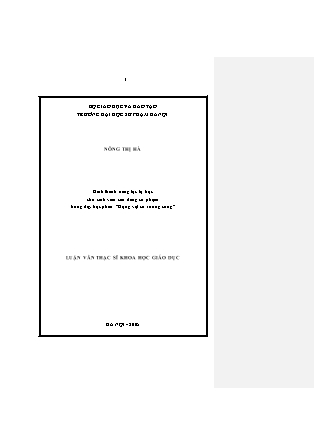Luận văn Hình thành năng lực tự học cho sinh viên cao đẳng sư phạm trong dạy học phần Động vật có xương sống