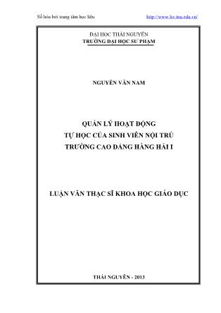 Luận văn Quản lý hoạt động tự học của sinh viên nội trú trường Cao đẳng hàng hải I