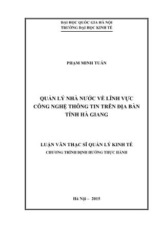 Luận văn Quản lý nhà nước về lĩnh vực công nghệ thông tin trên địa bàn tỉnh Hà Giang