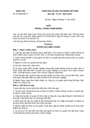 Luật Phòng, chống tham nhũng (Bản đẹp)