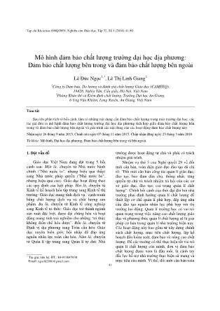 Mô hình đảm bảo chất lượng trường đại học địa phương: Đảm bảo chất lượng bên trong và đảm bảo chất lượng bên ngoài