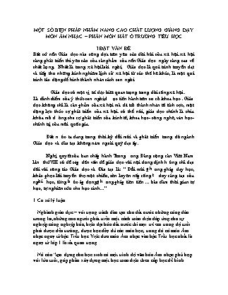 Một số biện pháp nhằm nang cao chất lượng giảng dạy môn Âm nhạc – Phân môn hát ở trường Tiểu học
