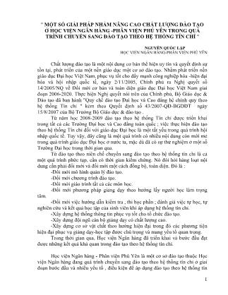 Một số giải pháp nhằm nâng cao chất lượng đào tạo ở Học viện ngân hàng - Phân viện Phú Yên trong quá trình chuyển sang đào tạo theo hệ thống tín chỉ